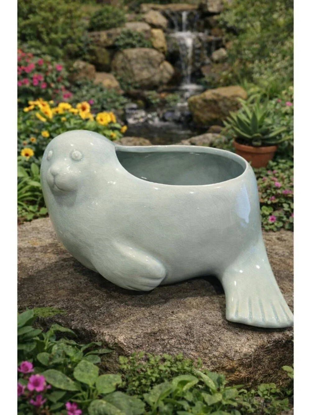 New Blue Rustic Seal Ceramic Indoor Outdoor Planter Catus Succulent Pot